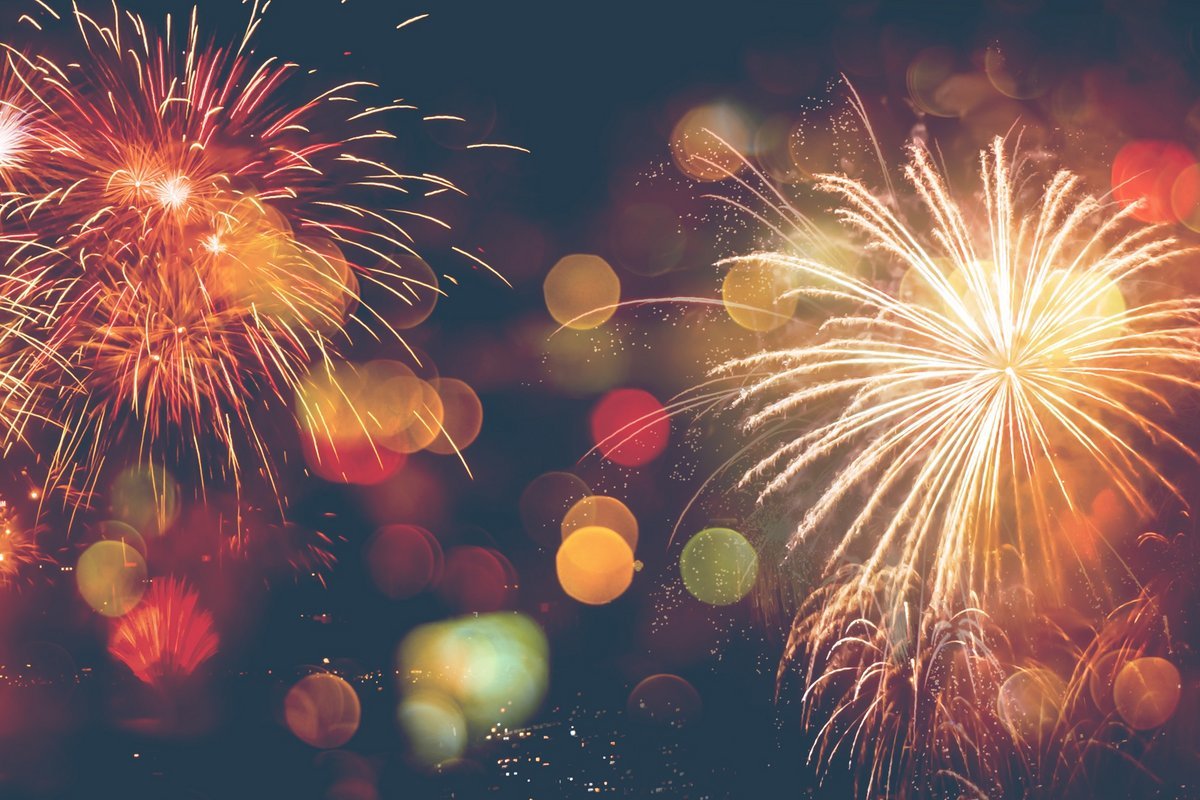 Fireworks Celebration Happy New Year with bokeh